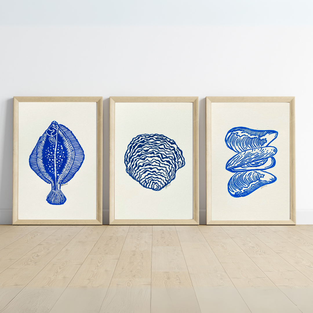 BLÅMUSLINGER - Linoleumstryk