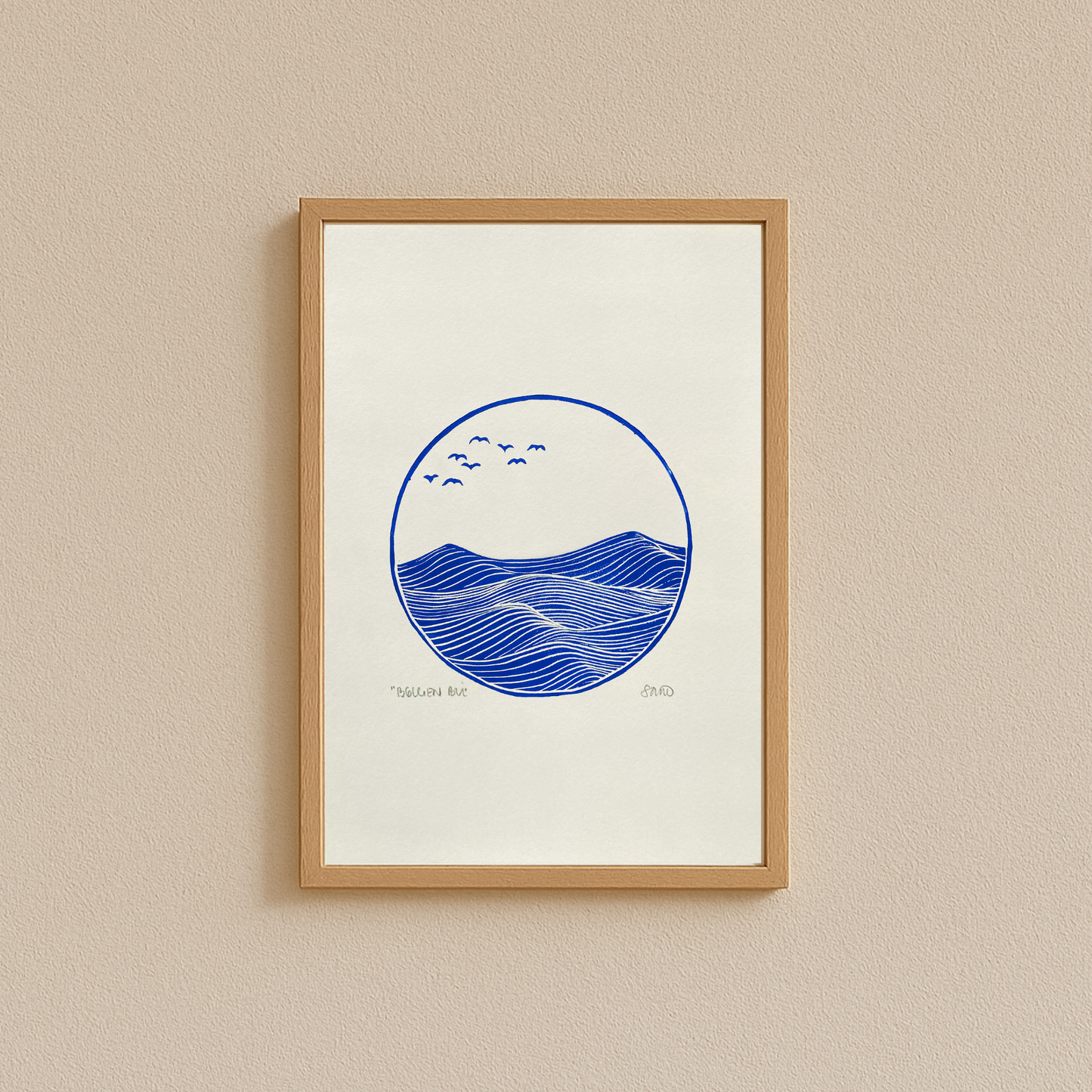 BØLGEN BLÅ - Linoleumstryk